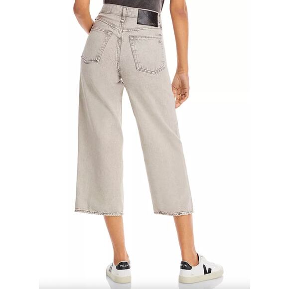 Rag Bone Jeans Womens 27 Maya High Rise Shorty Wide Leg Dust Gray Denim Casual - Picture 2 of 16